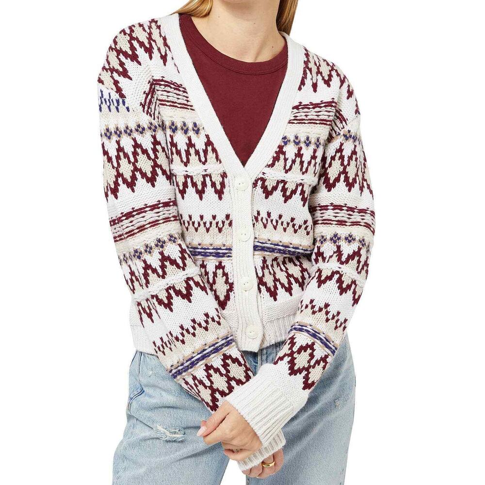 rag & bone NWT Willow Fair Isle 100% Wool Cardigan Size M Drop Shoulder Buttons